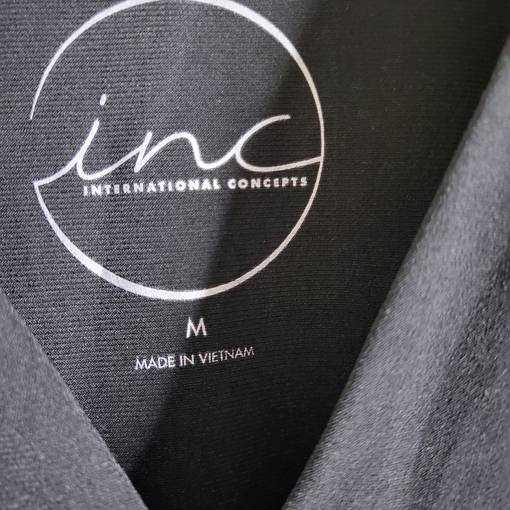 INC International Concepts Black Mesh Sleeve Women's Top - Picture 2 of 8